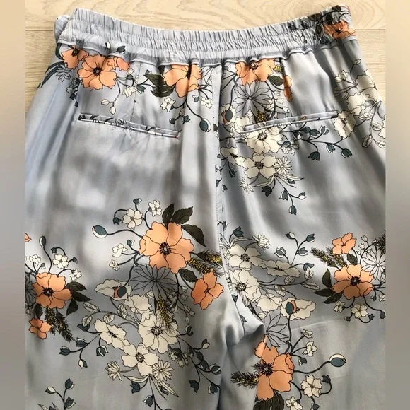 J. Crew Garden Floral Sky Blue Silky High-rise Pocket Pants - Picture 15 of 16